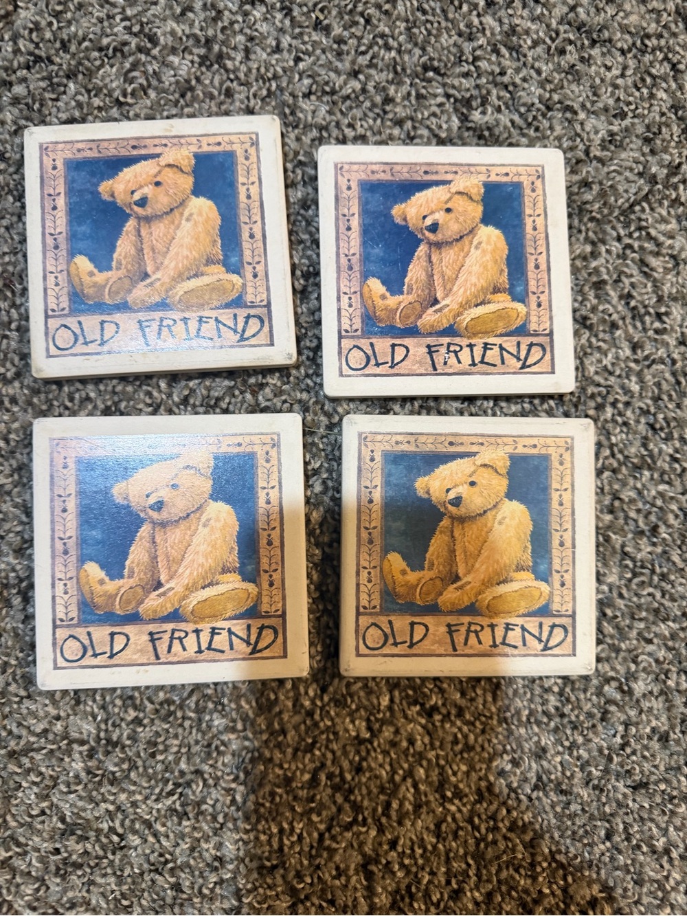 Beige Teddy Bear Coaster Set - Brand